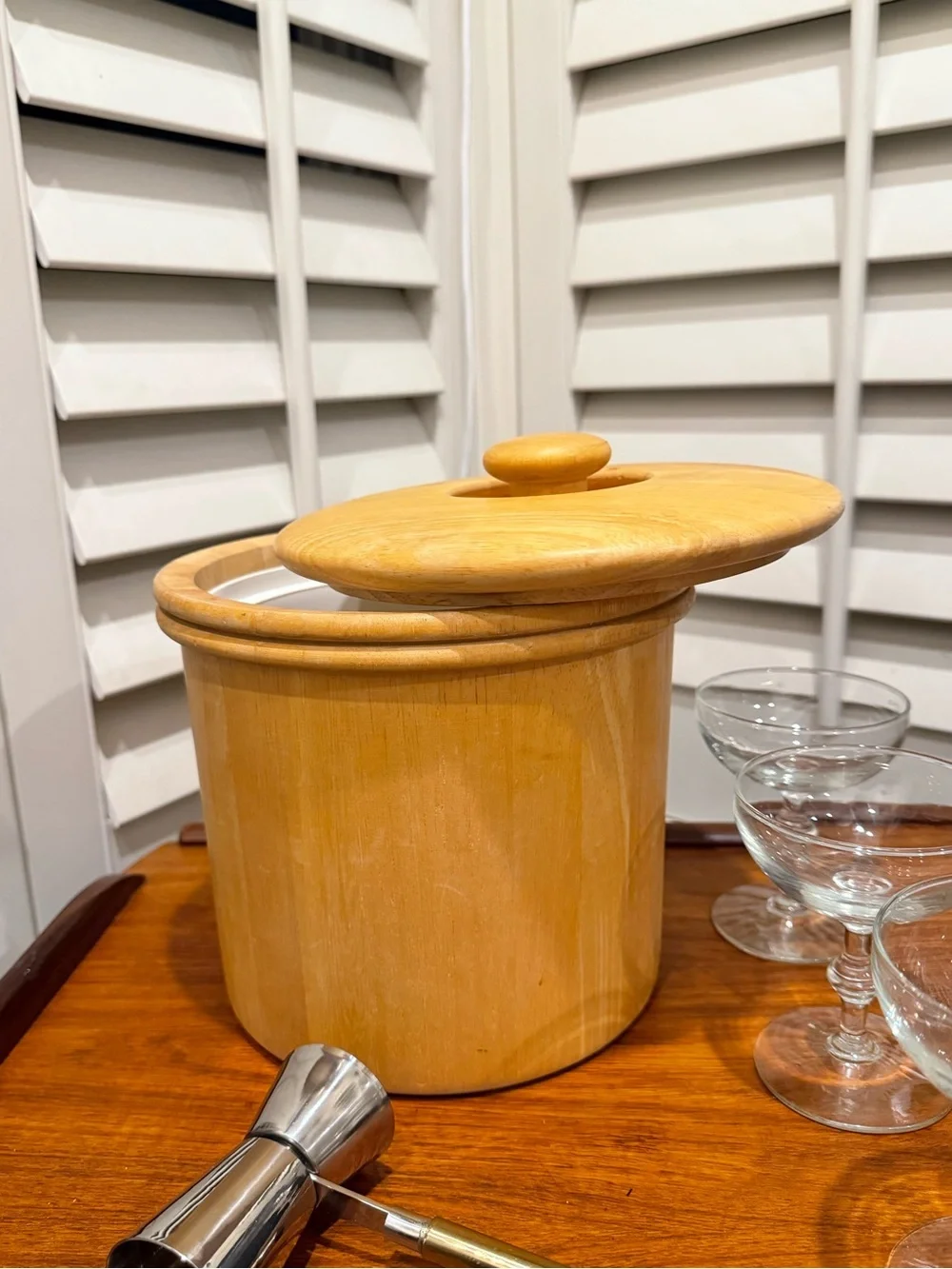 Vintage 70s Dansk Birchwood Ice Bucket